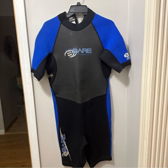 Blue and Black Swim Rashguard with Short Sleeves - Picture 1 of 7
